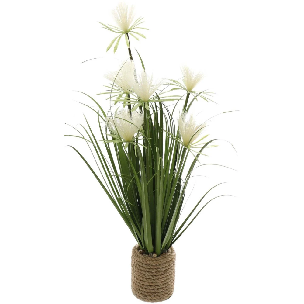 Plante Artificielle Avec Fleurs Blanches Avec Pot En Jute 2 Plante Artificielle Avec Fleurs Blanches Avec Pot En Jute – Image 2