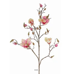 Branche De Magnolia Artificiel 4 Fleurs 22 Boutons H 107 Cm Rose Pâle - Couleur: