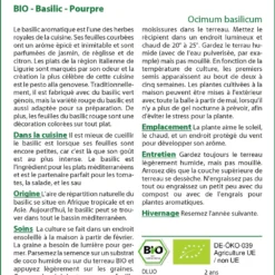 Kit De Culture - Bio - Basilic - Pourpre - 400 Graines - Ocimum Basilicum 9 Kit De Culture - Bio - Basilic - Pourpre - 400 Graines - Ocimum Basilicum -Promos Jardesia Magasin 640641778d8a61.41878619