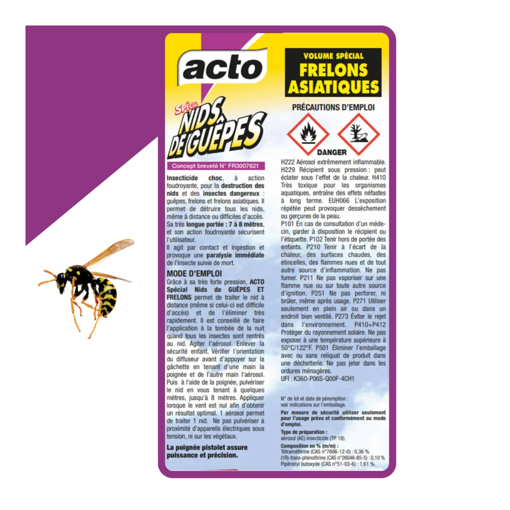 Lot De 4 Aérosols Acto Spécial Nids De Guepes - Efficacité Professionnelle - Vol 5 Lot De 4 Aérosols Acto Spécial Nids De Guepes - Efficacité Professionnelle - Vol – Image 5