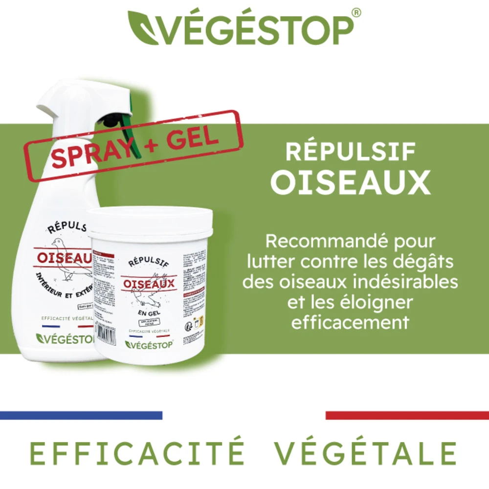 Pack Promo - Répulsif Oiseaux - Liquide 500 Ml + Gel 500 G 2 Pack Promo - Répulsif Oiseaux - Liquide 500 Ml + Gel 500 G – Image 2