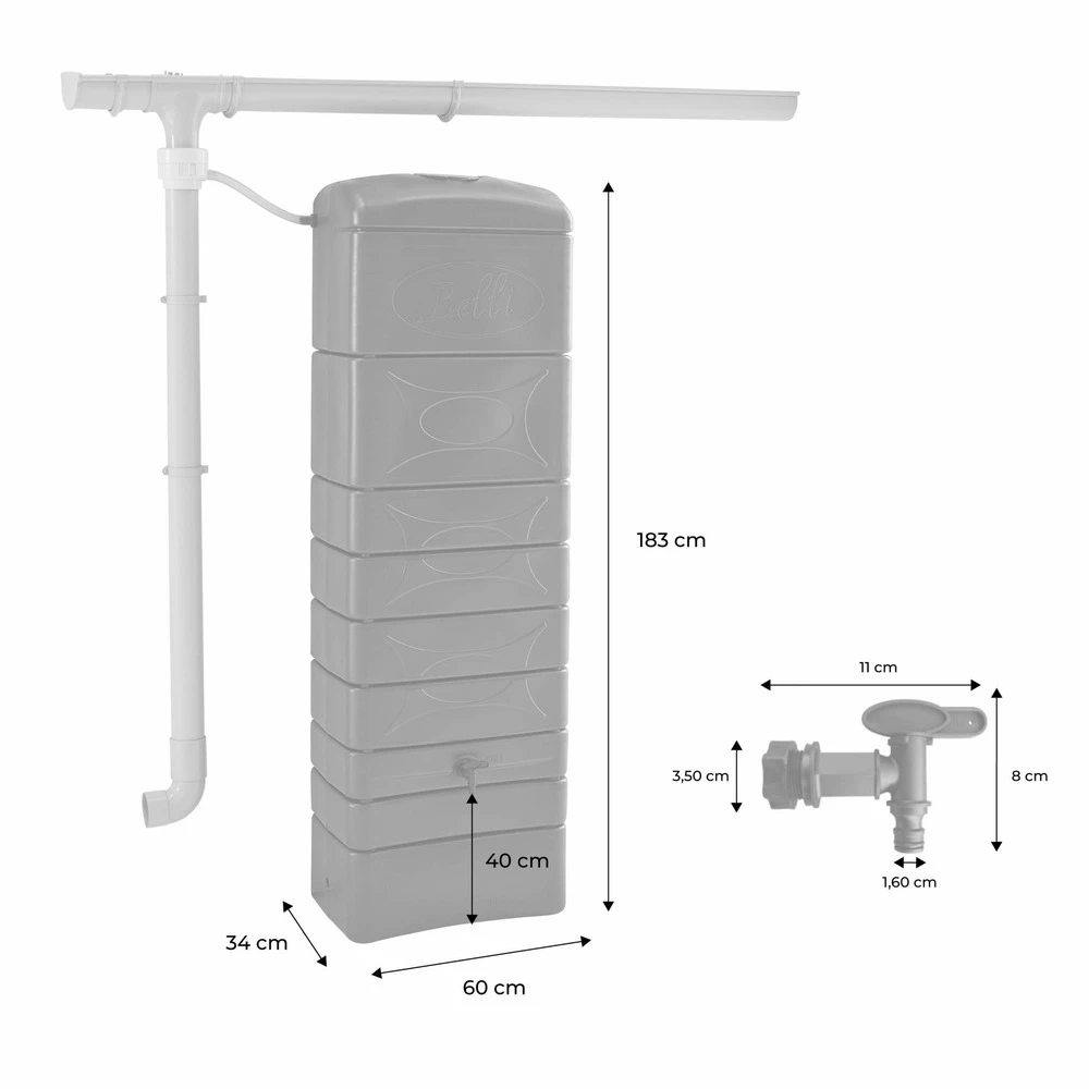 Récupérateur D'eau Mural Chastang 300l Anthracite Avec Kit Raccord Chéneau Inclus 4 Récupérateur D'eau Mural Chastang 300l Anthracite Avec Kit Raccord Chéneau Inclus – Image 4