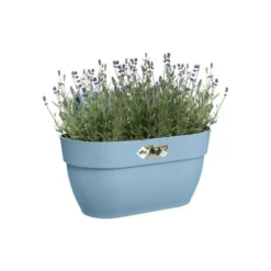 Elho - Pot De Fleurs - Vibia Campana Easy Hanger Medium - Bleu Vintage - Balcon Extérieur - L 24.1 X W 36 X H 26.5 Cm -Promos Jardesia Magasin 645cf52db32133.21761159