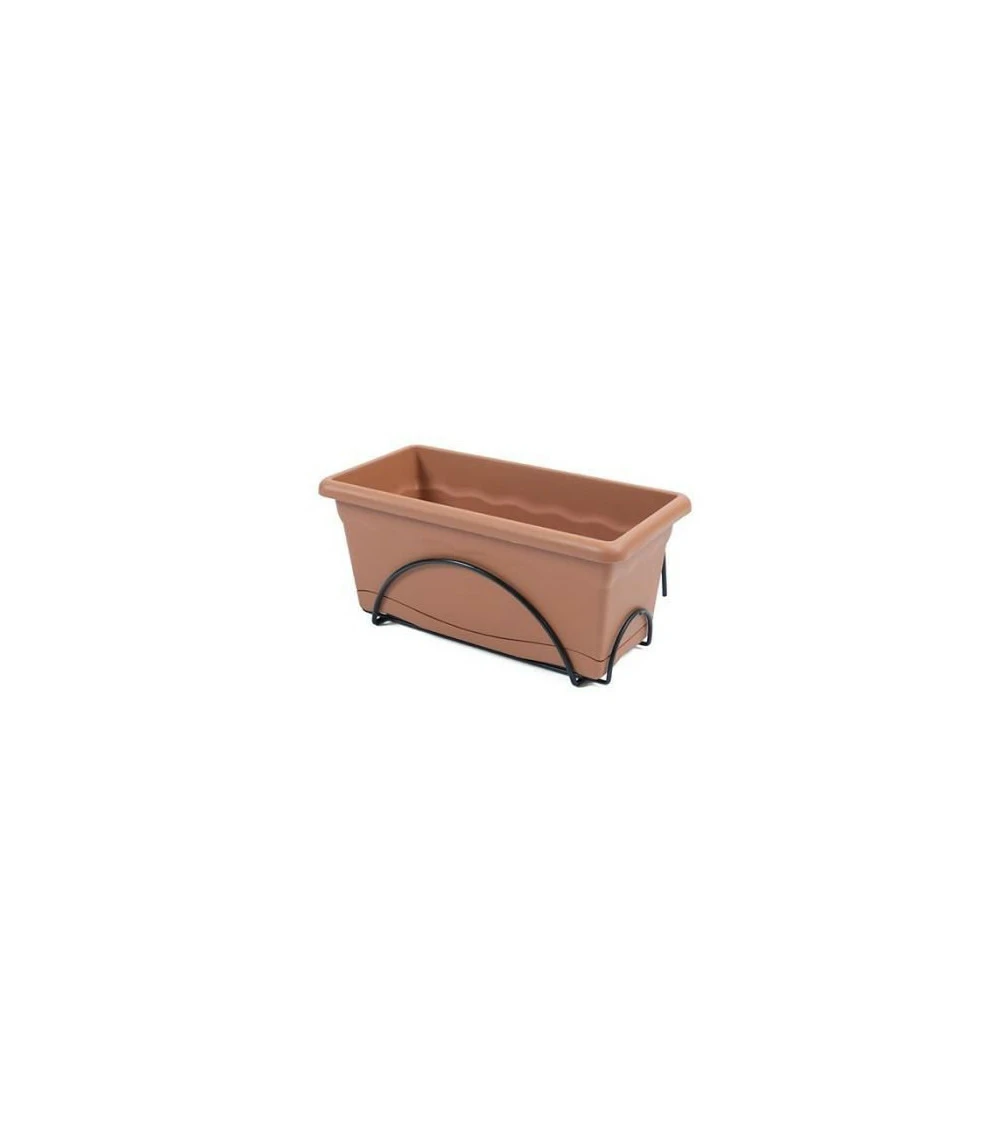 Jardiniere 40x20cm Avec Plateau Et Support Balcon - Terracotta 1 Jardiniere 40x20cm Avec Plateau Et Support Balcon - Terracotta