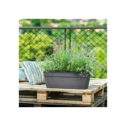Jardiniere Ninfea R Anthracite A Réserve D'eau - Coloris Gris Anthracite - 60cm