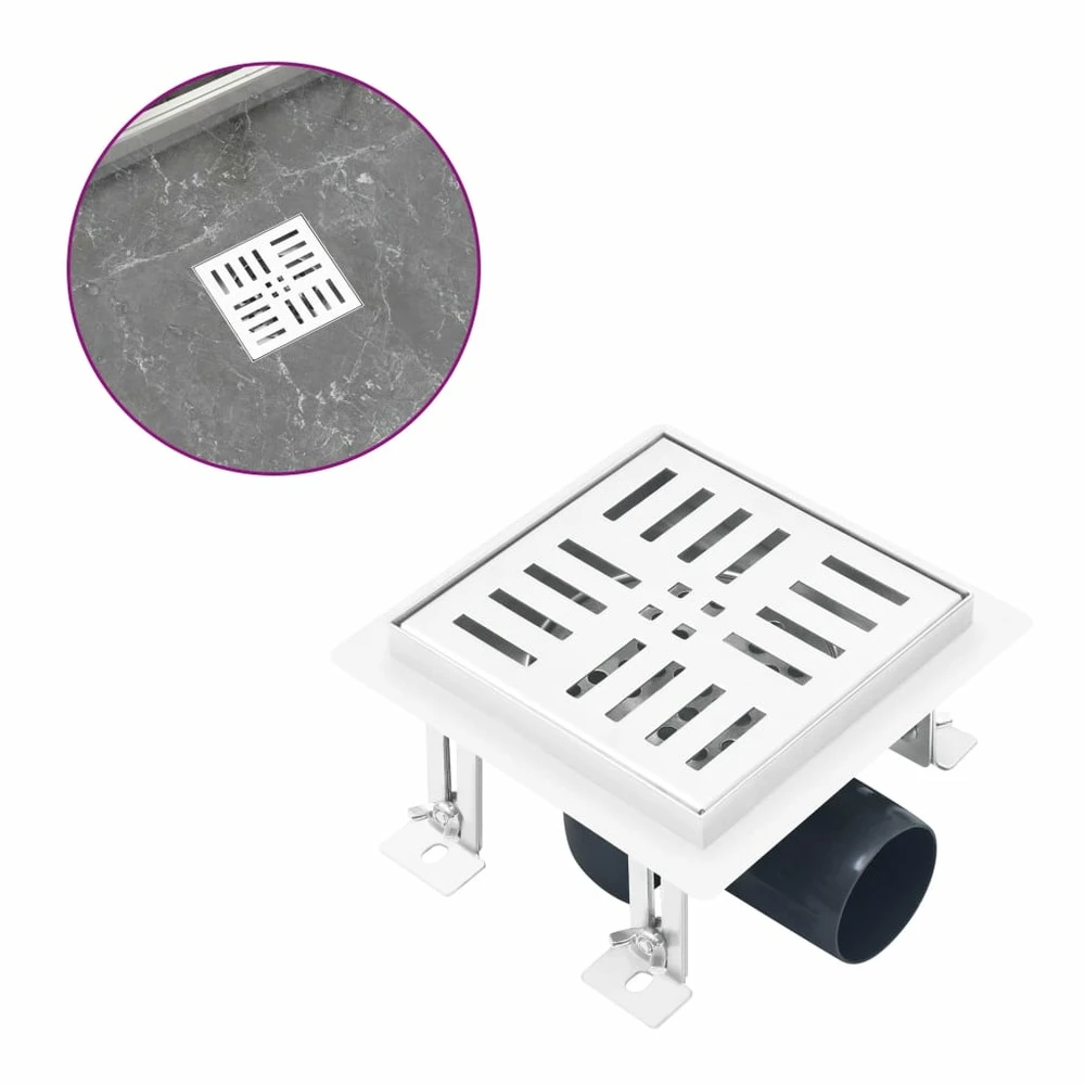 VIDAXL Drain De Douche 15x15 Cm Acier Inoxydable 1 VIDAXL Drain De Douche 15x15 Cm Acier Inoxydable