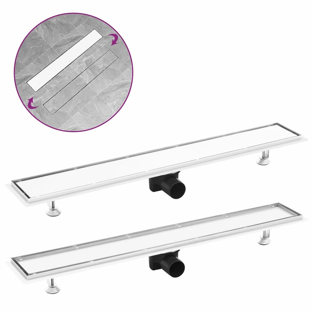 VIDAXL Drain De Douche Avec Couvercle 2 En 1 83x14 Cm Acier Inoxydable 1 VIDAXL Drain De Douche Avec Couvercle 2 En 1 83x14 Cm Acier Inoxydable