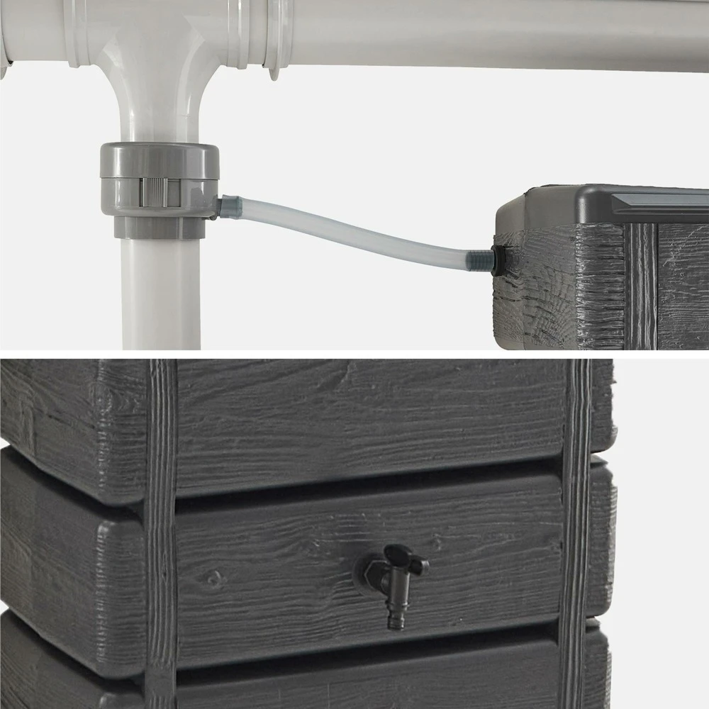 Récupérateur D'eau Mural Grandval 300l Imitation Bois Anthracite Avec Kit Raccord Chéneau Inclus 2 Récupérateur D'eau Mural Grandval 300l Imitation Bois Anthracite Avec Kit Raccord Chéneau Inclus – Image 2