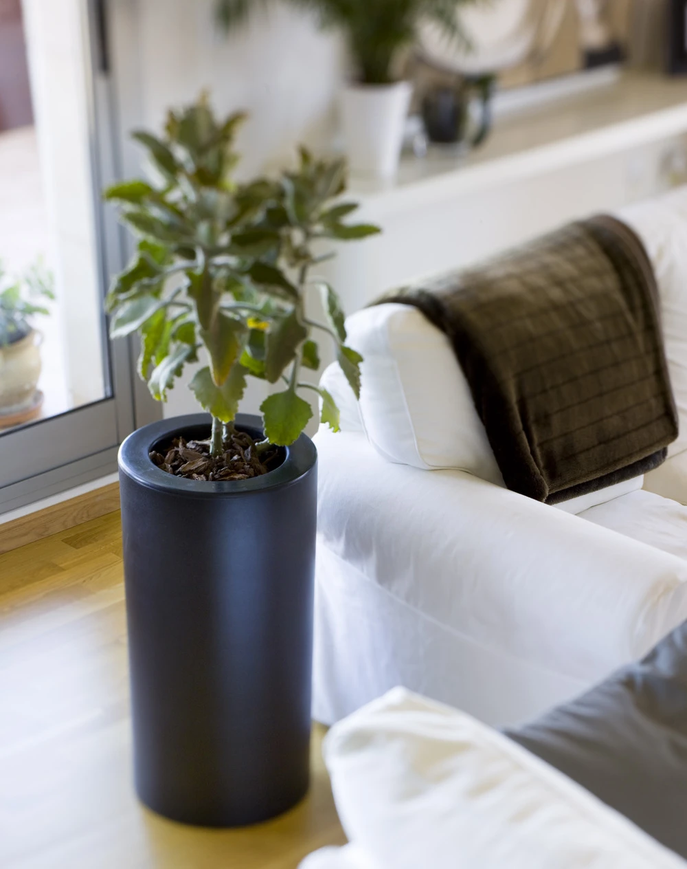 Pot De Fleurs Rond Palma 70 Noir Opaque ø35x70cm 3 Pot De Fleurs Rond Palma 70 Noir Opaque ø35x70cm – Image 3