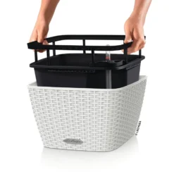 LECHUZA Jardinière Bacino Cottage All-in-one 30x30 Cm Blanc -Promos Jardesia Magasin 64798954281919.42979465