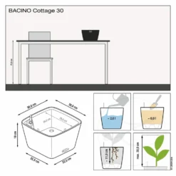 LECHUZA Jardinière Bacino Cottage All-in-one 30x30 Cm Blanc -Promos Jardesia Magasin 6479895431e5b7.09786384