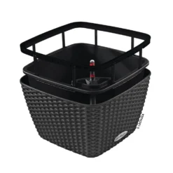 LECHUZA Jardinière Bacino Cottage All-in-one 30x30 Cm Noir Graphite -Promos Jardesia Magasin 6479895b664872.76464178