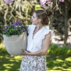 Pot à Fleurs Waste Rib 43x41 Cm Beige Terrazzo -Promos Jardesia Magasin 6479895e68a6b6.76770283