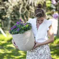 Pot à Fleurs Waste Rib 43x41 Cm Beige Terrazzo -Promos Jardesia Magasin 6479895e8f5002.15217662