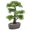 Emerald Mini Bonsaï Ficus Artificiel Sur Plaque Marronne 43 Cm