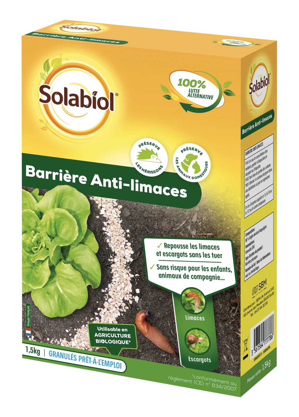 Solabiol Sobarpot15 | Barriere Anti-limaces & Escargots| 1,5 Kg | Utilisable En 1 Solabiol Sobarpot15 | Barriere Anti-limaces & Escargots| 1,5 Kg | Utilisable En