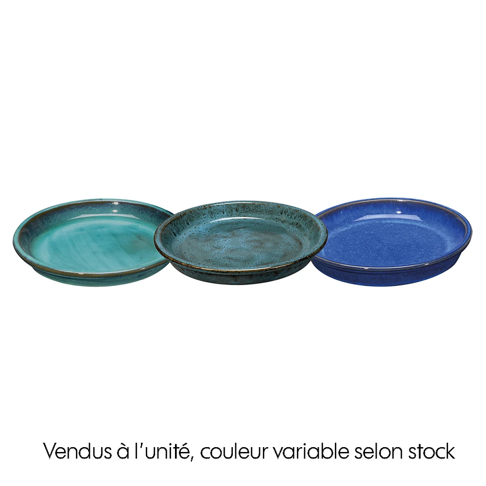 Soucoupe Azuléjos En Terre Cuite émaillée Bleue - D.23cm 1 Soucoupe Azuléjos En Terre Cuite émaillée Bleue - D.23cm