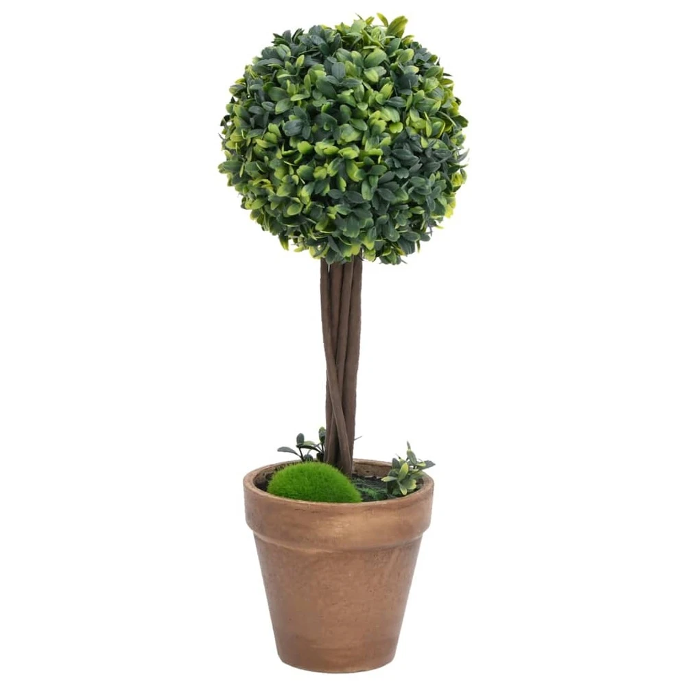 VIDAXL Plantes De Buis Artificiel 2 Pcs Avec Pots Boule Vert 56 Cm 2 VIDAXL Plantes De Buis Artificiel 2 Pcs Avec Pots Boule Vert 56 Cm – Image 2